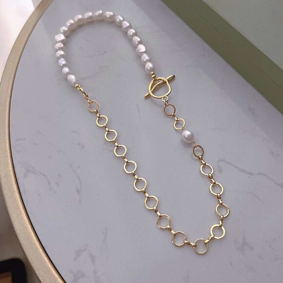 Baroque Hip-Hop Freshwater Pearl Necklace - Picture 2 of 4